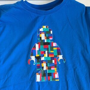 Lego Blue Tee with Colorful Block Figure